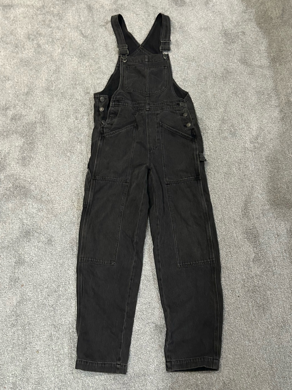 NWT XS Madewell Charcoal Black Denim Overalls